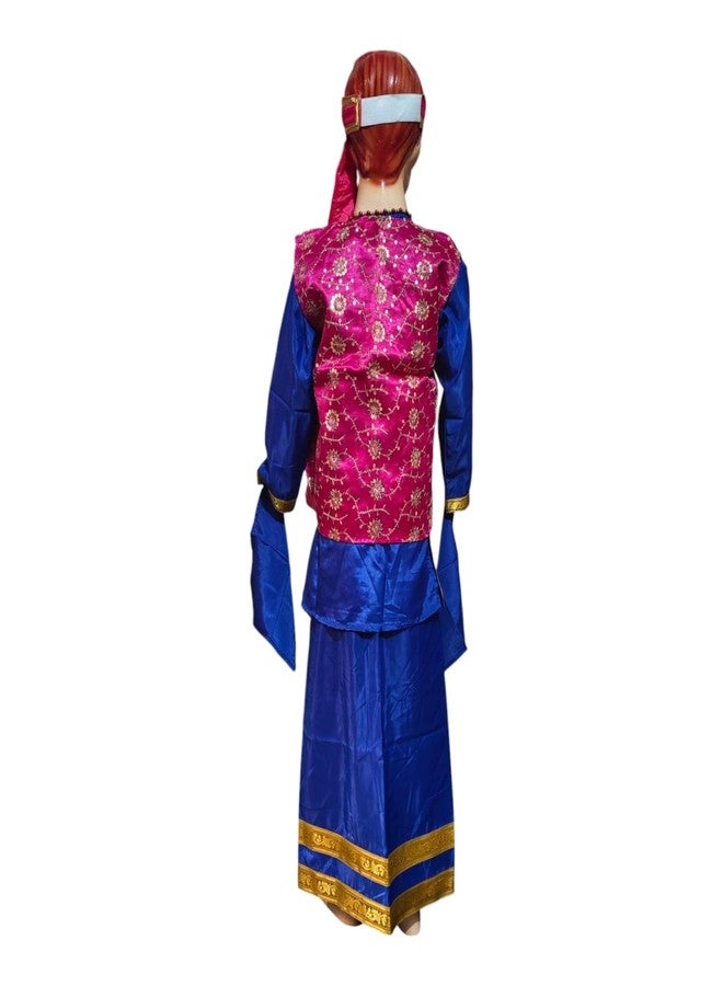 MODERNAZ زي رقص البانغرا البنجابي من مودرناز للأولاد، زي تنكري للأطفال، مناسب للعروض والمسابقات المدرسية السنوية (لون أزرق، 7-8 سنوات) - Image 3